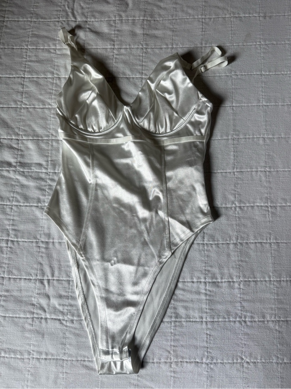 Satin White One-Piece Bodysuit